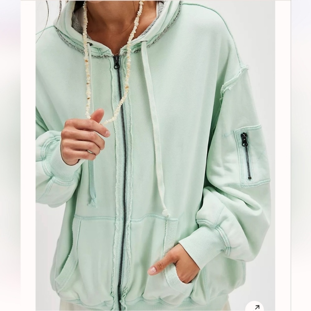 We The Free Mint Green Oversized Zip-Up Hoodie - Picture 2 of 9